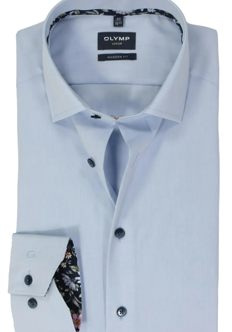 OLYMP modern fit overhemd, mouwlengte 7, chambray, lichtblauw