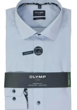 OLYMP modern fit overhemd, mouwlengte 7, chambray, lichtblauw