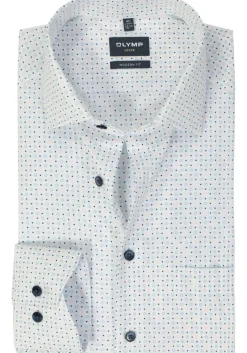 OLYMP modern fit overhemd, mouwlengte 7, popeline, roze dessin