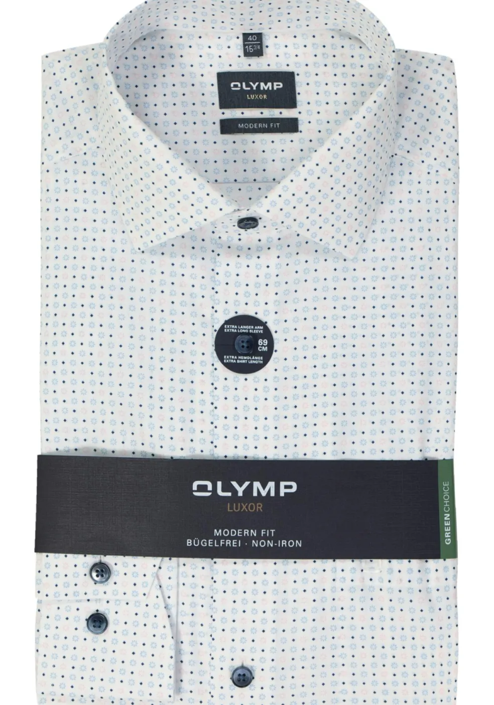 OLYMP modern fit overhemd, mouwlengte 7, popeline, roze dessin
