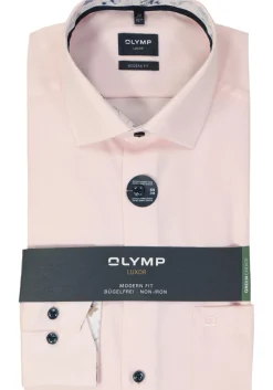 OLYMP modern fit overhemd, mouwlengte 7, structuur, roze