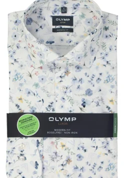 OLYMP modern fit overhemd, popeline, wit dessin
