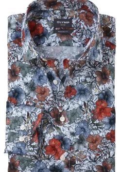 OLYMP modern fit overhemd, popeline, wit dessin