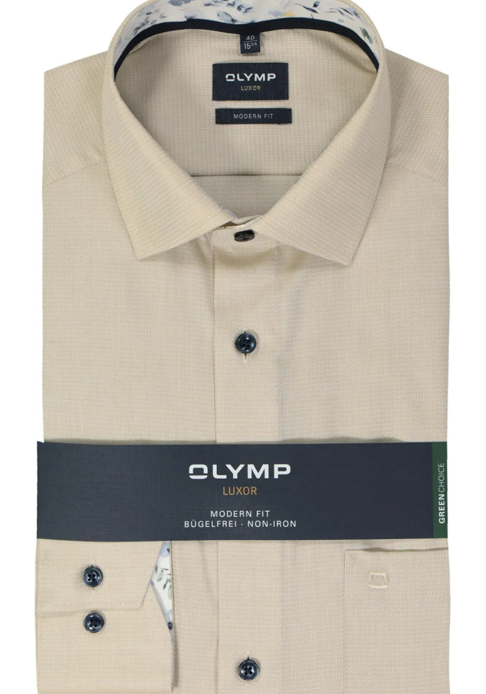 OLYMP modern fit overhemd, structuur, beige