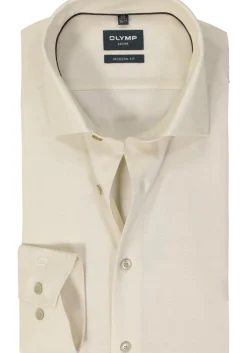 OLYMP modern fit overhemd, structuur, beige
