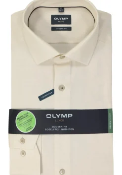 OLYMP modern fit overhemd, structuur, beige