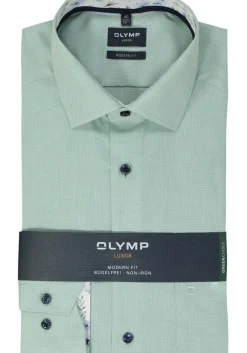OLYMP modern fit overhemd, structuur, groen