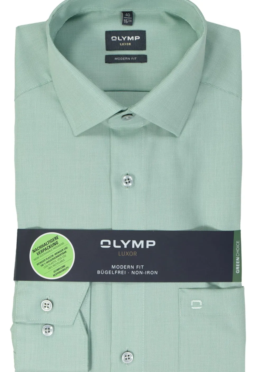 OLYMP modern fit overhemd, structuur, groen