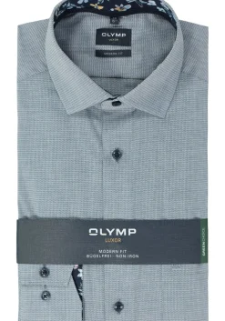 OLYMP modern fit overhemd, structuur, marine blauw