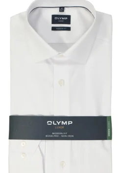 OLYMP modern fit overhemd, structuur, wit