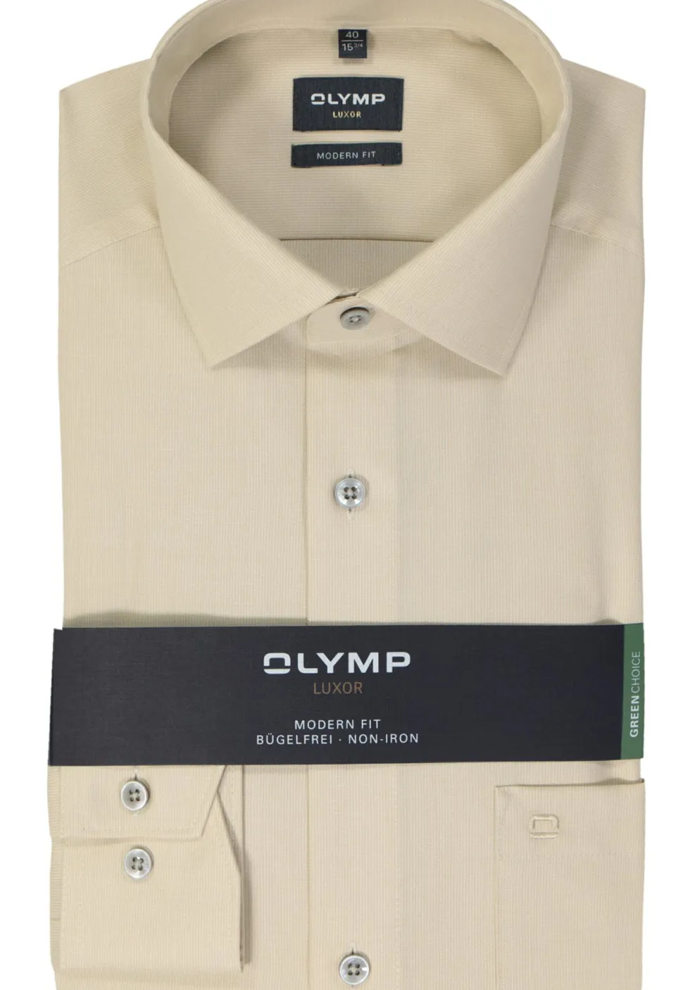 OLYMP modern fit overhemd, structuur, beige