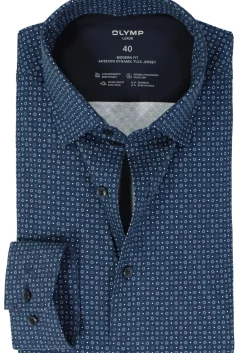 OLYMP 24/7 modern fit overhemd, tricot, marine blauw dessin