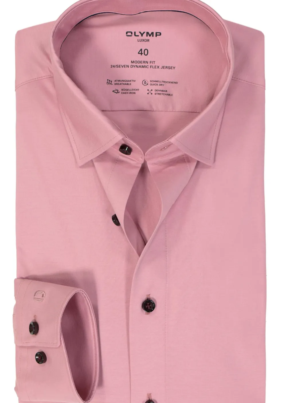 OLYMP 24/7 modern fit overhemd, tricot, oudroze
