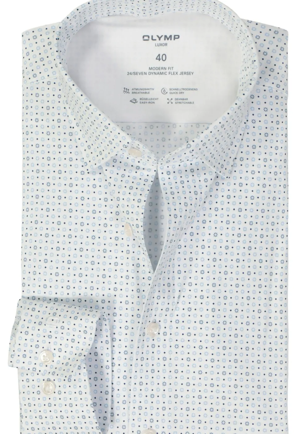 OLYMP 24/7 modern fit overhemd, tricot, wit dessin