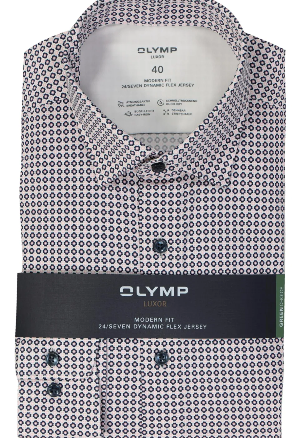 OLYMP 24/7 modern fit overhemd, tricot, roze dessin