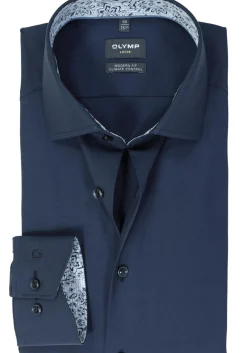 OLYMP 24/7 modern fit overhemd, twill, marine blauw