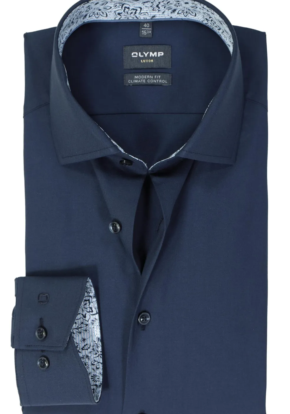 OLYMP 24/7 modern fit overhemd, twill, marine blauw