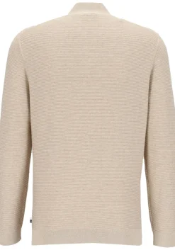 OLYMP modern fit schipperstrui katoen, structuur, korte rits, beige