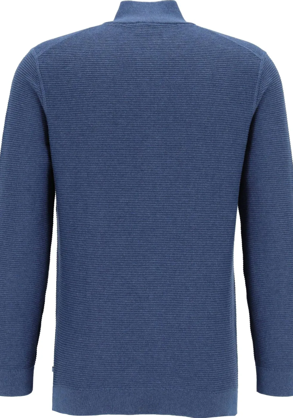OLYMP modern fit schipperstrui katoen, structuur, korte rits, blauw