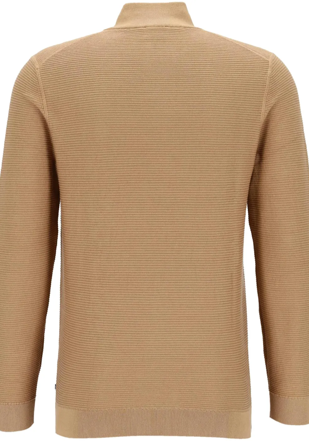 OLYMP modern fit schipperstrui katoen, structuur, korte rits, caramel