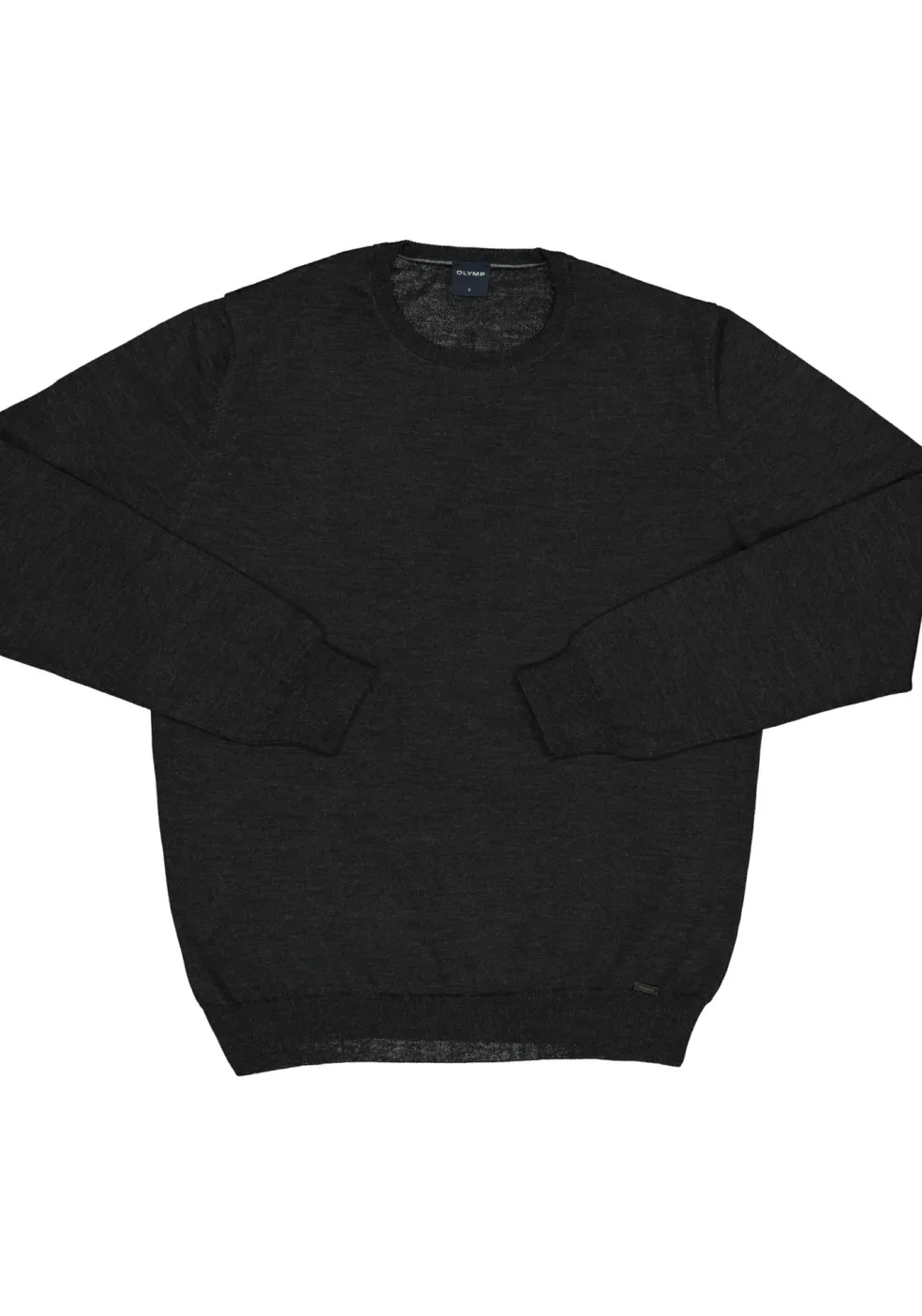 OLYMP modern fit trui wol, O-hals, antraciet