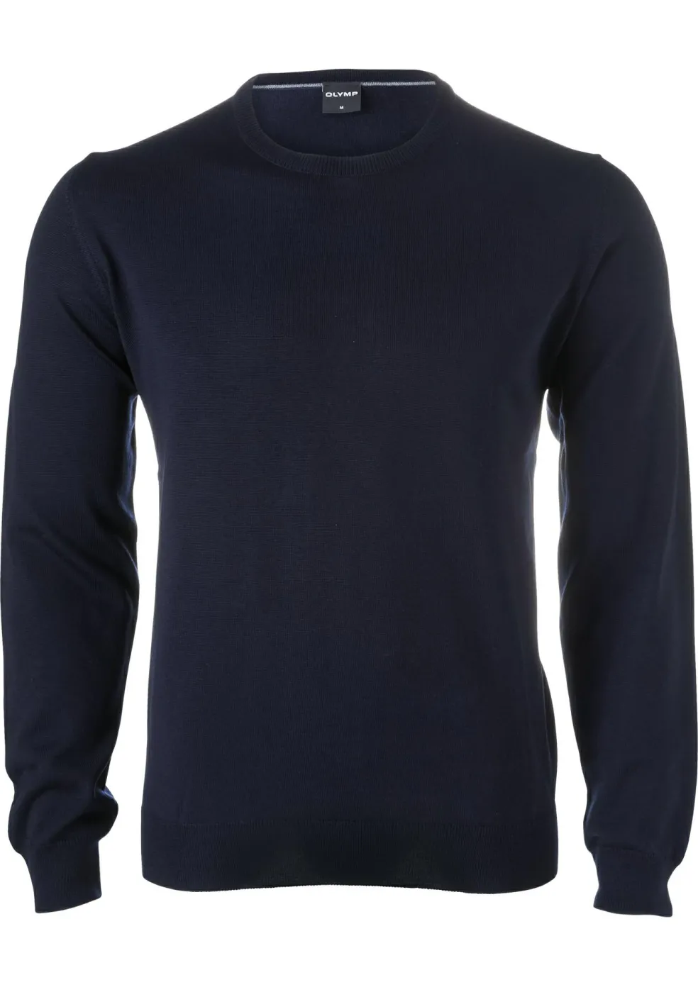 OLYMP modern fit trui wol, O-hals, marine blauw