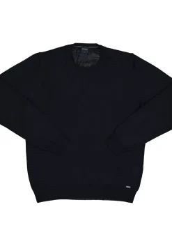 OLYMP modern fit trui wol, O-hals, marine blauw