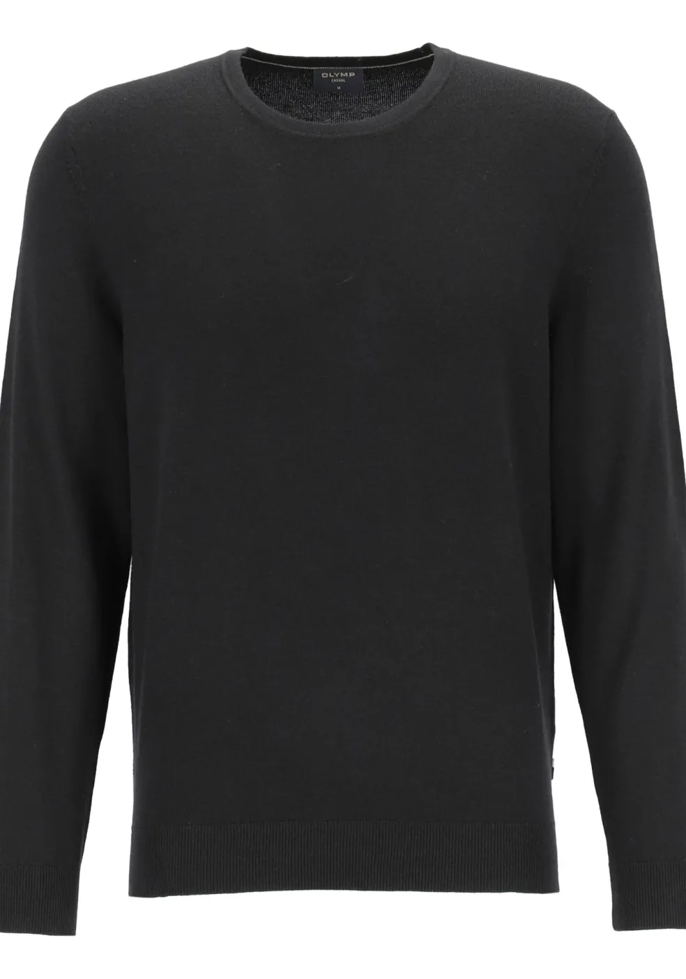 OLYMP modern fit trui wol, O-hals, zwart