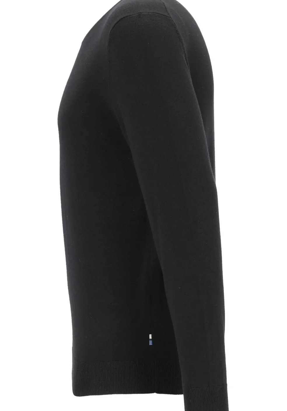 OLYMP modern fit trui wol, O-hals, zwart