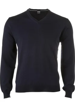 OLYMP modern fit trui wol, V-hals, marine blauw