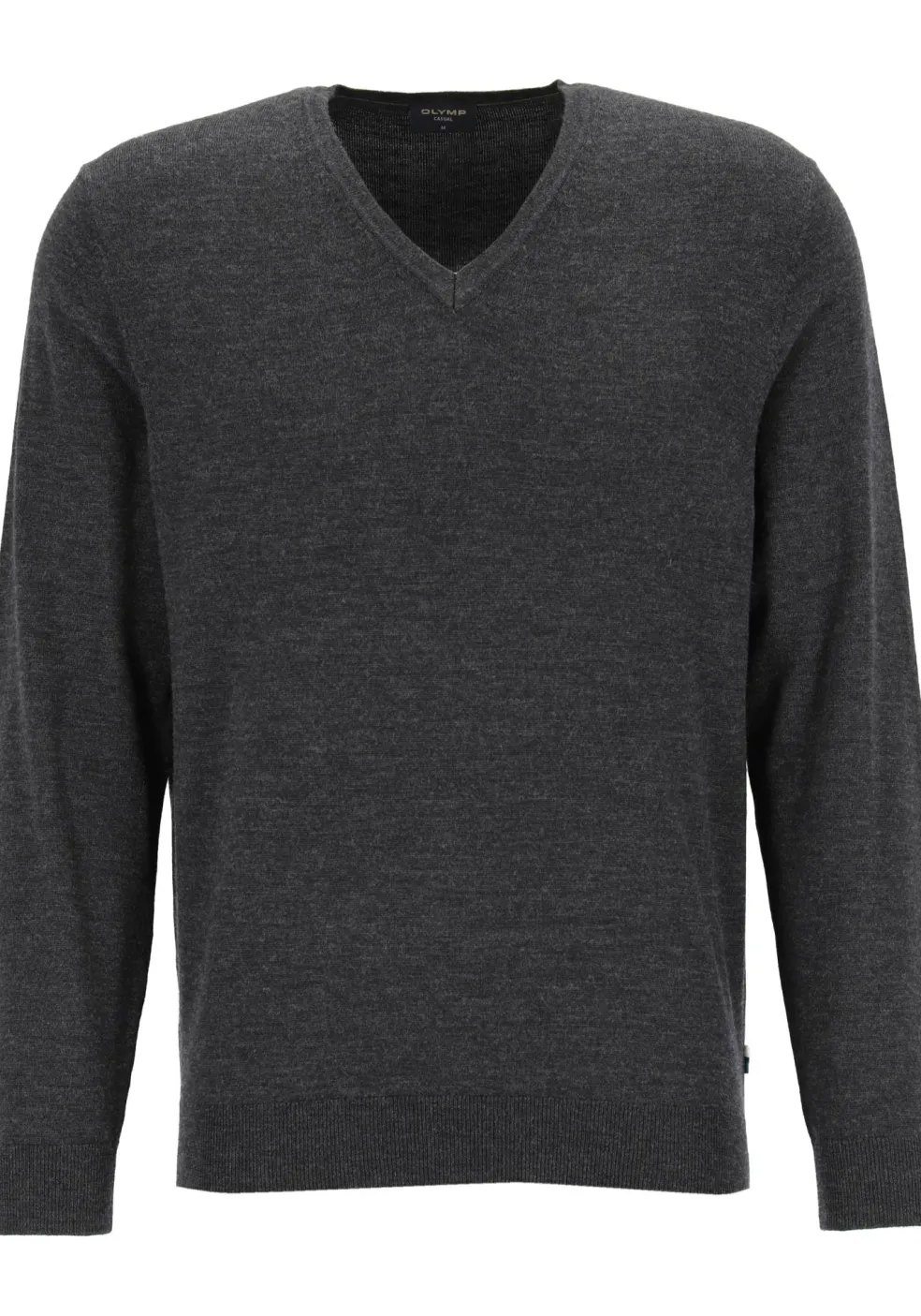 OLYMP modern fit trui wol, V-hals, antraciet grijs