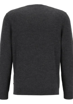 OLYMP modern fit trui wol, V-hals, antraciet grijs