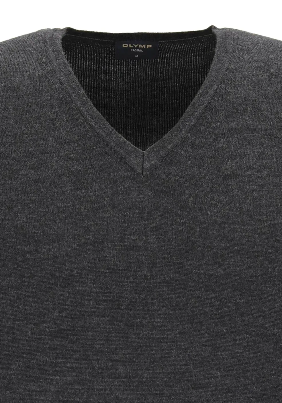 OLYMP modern fit trui wol, V-hals, antraciet grijs