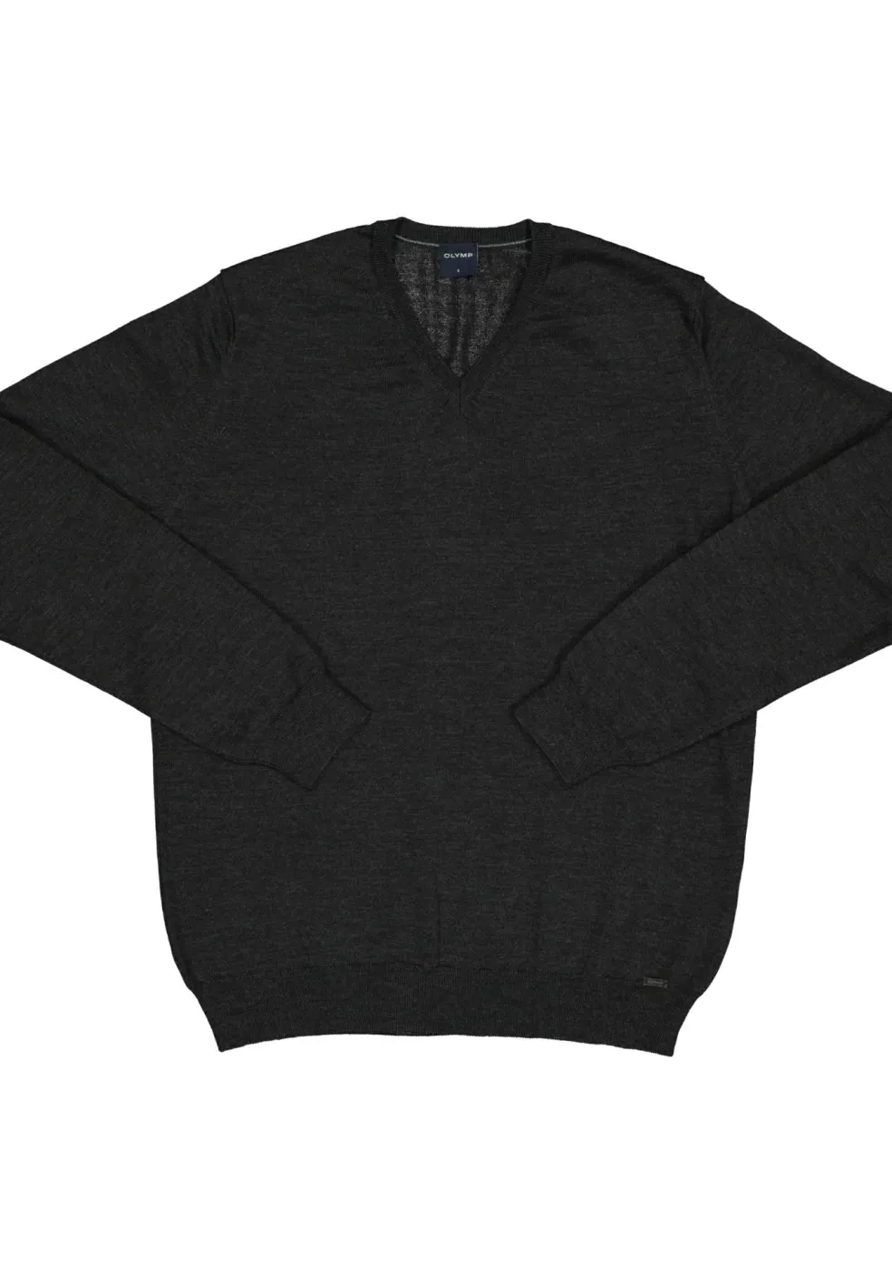 OLYMP modern fit trui wol, V-hals, antraciet grijs