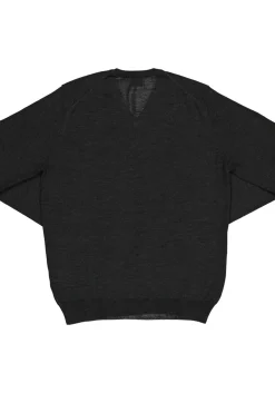 OLYMP modern fit trui wol, V-hals, antraciet grijs