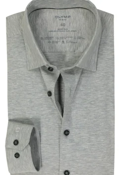 OLYMP No. Six 24/Seven super slim fit overhemd, tricot, grijs