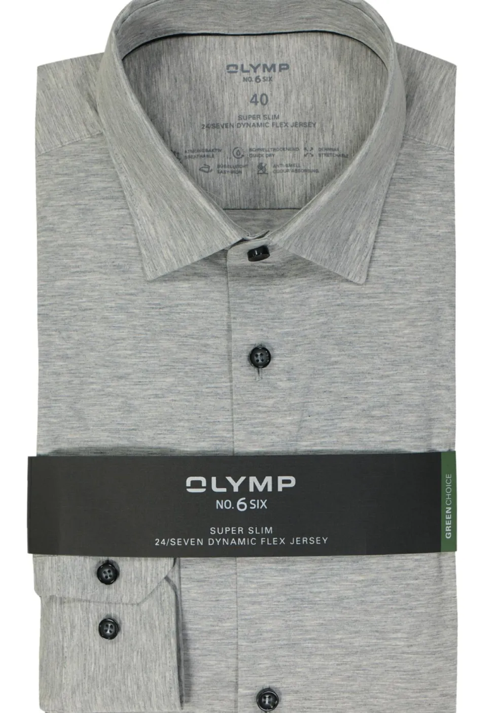 OLYMP No. Six 24/Seven super slim fit overhemd, tricot, grijs