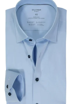 OLYMP No. Six 24/Seven super slim fit overhemd, lichtblauw tricot