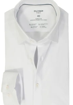 OLYMP No. Six 24/Seven super slim fit overhemd, tricot, wit