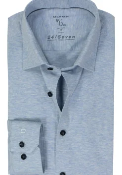 OLYMP No. Six 24/Seven super slim fit overhemd, tricot, lichtblauw