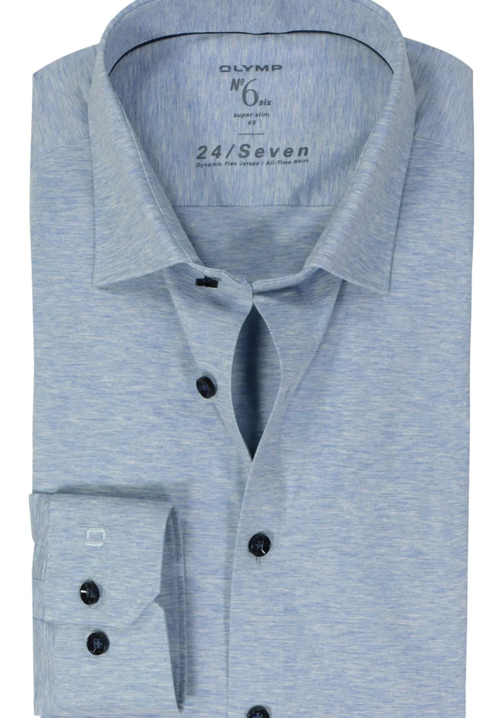 OLYMP No. Six 24/Seven super slim fit overhemd, tricot, lichtblauw