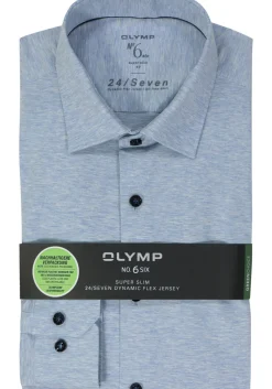 OLYMP No. Six 24/Seven super slim fit overhemd, tricot, lichtblauw