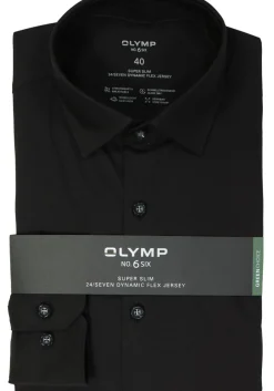 OLYMP No. Six 24/Seven super slim fit overhemd, tricot, zwart