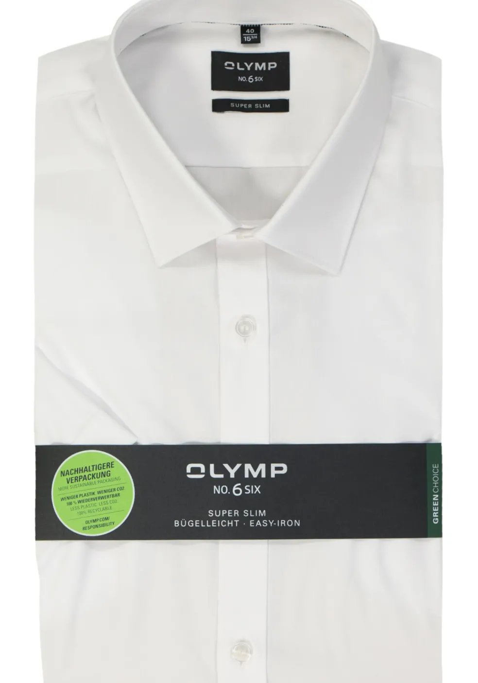 OLYMP No. 6 Six super slim fit overhemd, korte mouw, popeline, wit