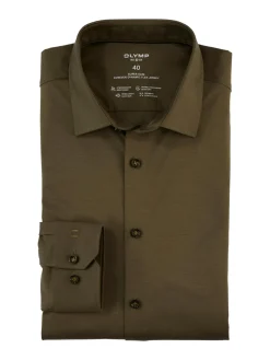 OLYMP No. 6 Six super slim fit overhemd, mouwlengte 7, tricot, modderbruin
