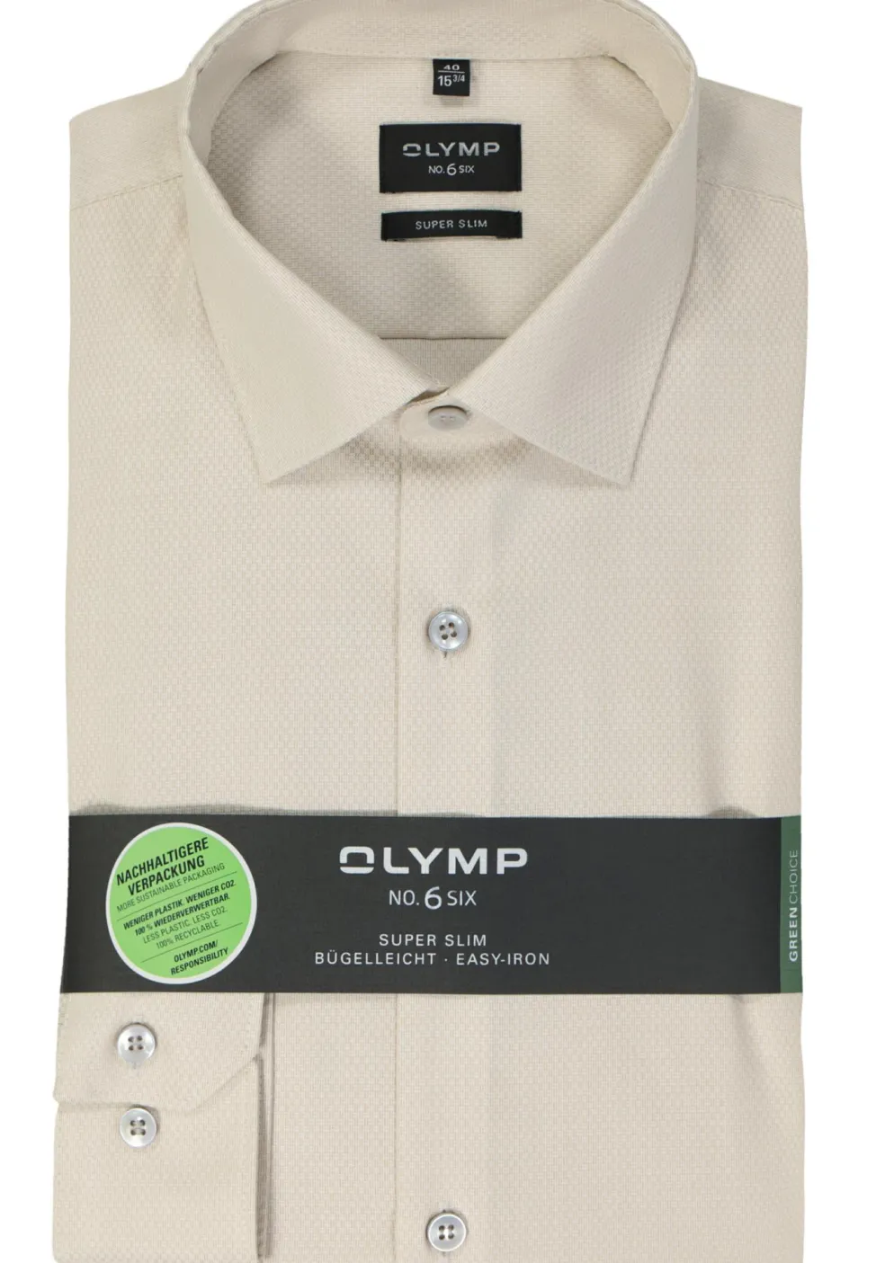 OLYMP No. 6 Six super slim fit overhemd, structuur, beige