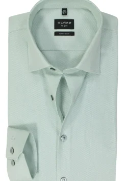 OLYMP No. 6 Six super slim fit overhemd, structuur, groen