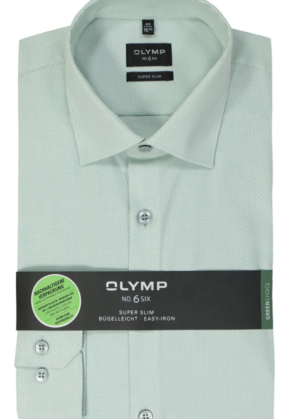 OLYMP No. 6 Six super slim fit overhemd, structuur, groen