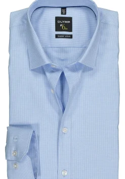 OLYMP No. Six super slim fit overhemd, lichtblauw geruit