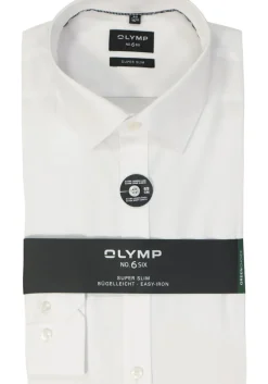 OLYMP No. Six super slim fit overhemd, mouwlengte 7, wit